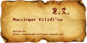 Maczinger Kiliána névjegykártya